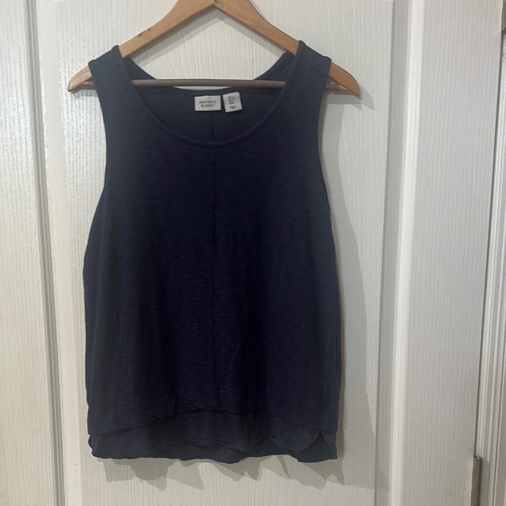 Antibes Blanc Sz S navy sleeveless tank